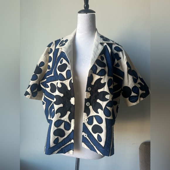 NWOT - Sea NY - Kaia Kaleidoscope Appliqué Short Sleeve Top - Navy - Small - Picture 4 of 8